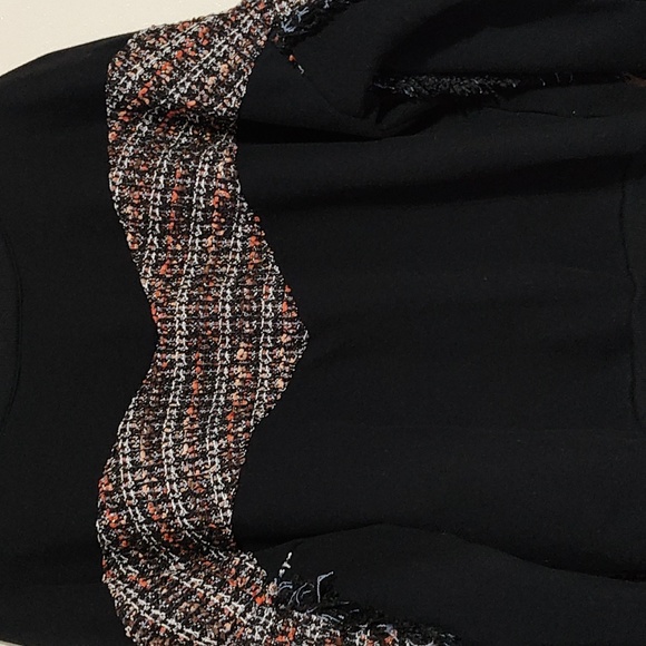 Skies Are Blue /Anthropologie Sweater Boucle Fringe Accent Black - Picture 5 of 12